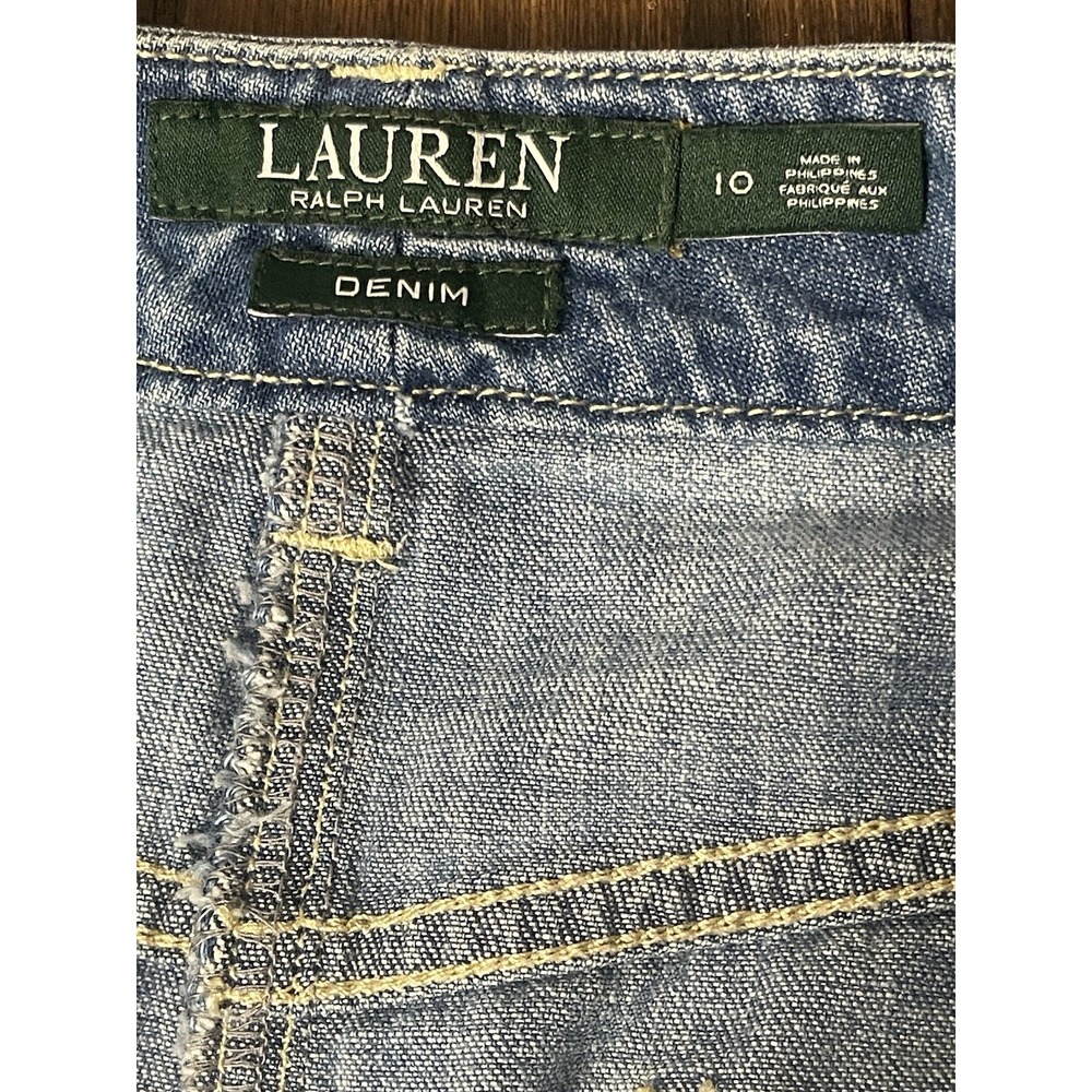Lauren Ralph Lauren Denim Midi Skirt Womens 10 Western Boho Old Money Prairie - Picture 7 of 8